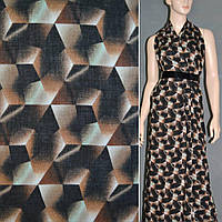 Батист Діллон сірий світлий з коричнево-чорними ромбами ш.140