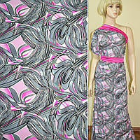 Батист Діллон сірий з рожево-білої абстракцією ш.142