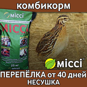 Комбікорм для перепілок НЕСУЧКА від 40 днів (мішок 25 кг), Міссі