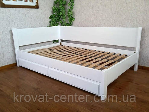 Біле полуторне ліжко з шухлядами з масиву натурального дерева "Шанталь" від виробника, фото 2