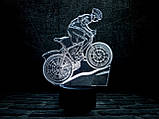 3D нічник "Велосипед 3" (ВОЛІЧНЕ ЗОБРАЖЕННЯ) + пульт ДК + мережевий адаптер батарейки (3 ААА) 3DTOYSLAMP, фото 3