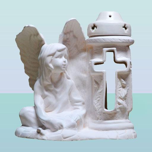Керамічна лампадка фігурка Ангел хранитель глазур