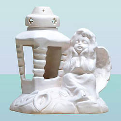 Керамічна лампадка фігурка Ангел з ліліями глазур