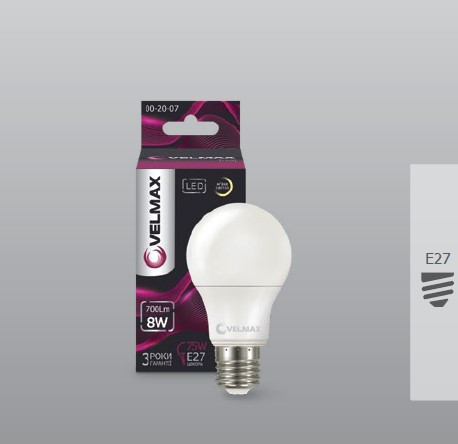 Лампа світлодіодна LED Velmax E27 V-A60 12W 3000K