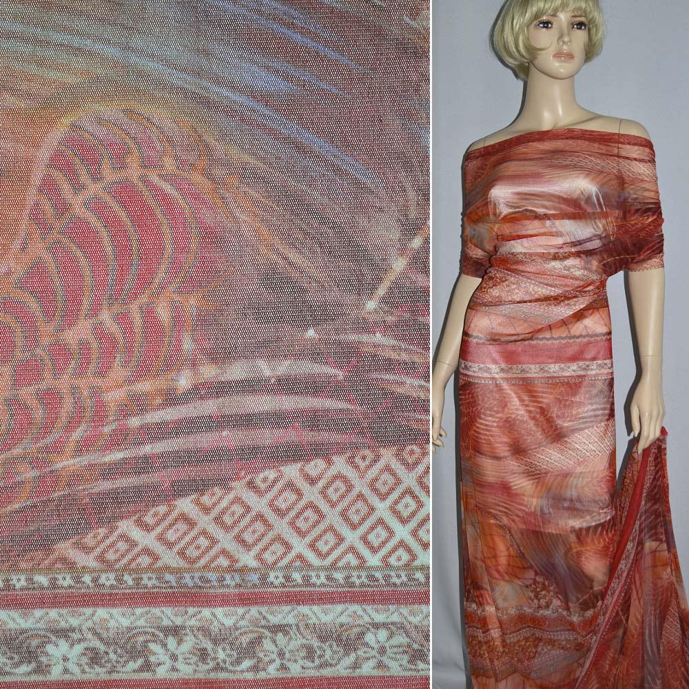 Сітка червона з помаранчевим орнаментом (раппорт)