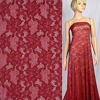 Мереживне полотно стрейч в'юнкі квіти бордове, ш.150