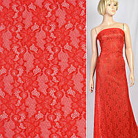 Мереживне полотно стрейч в'юнкі квіти червоне, ш.150