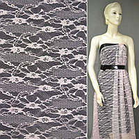 Гіпюр стрейч рожевий в квіти ш.140