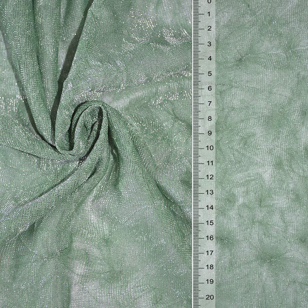 Сітка трикотажна жата зелена зі срібною метанітью