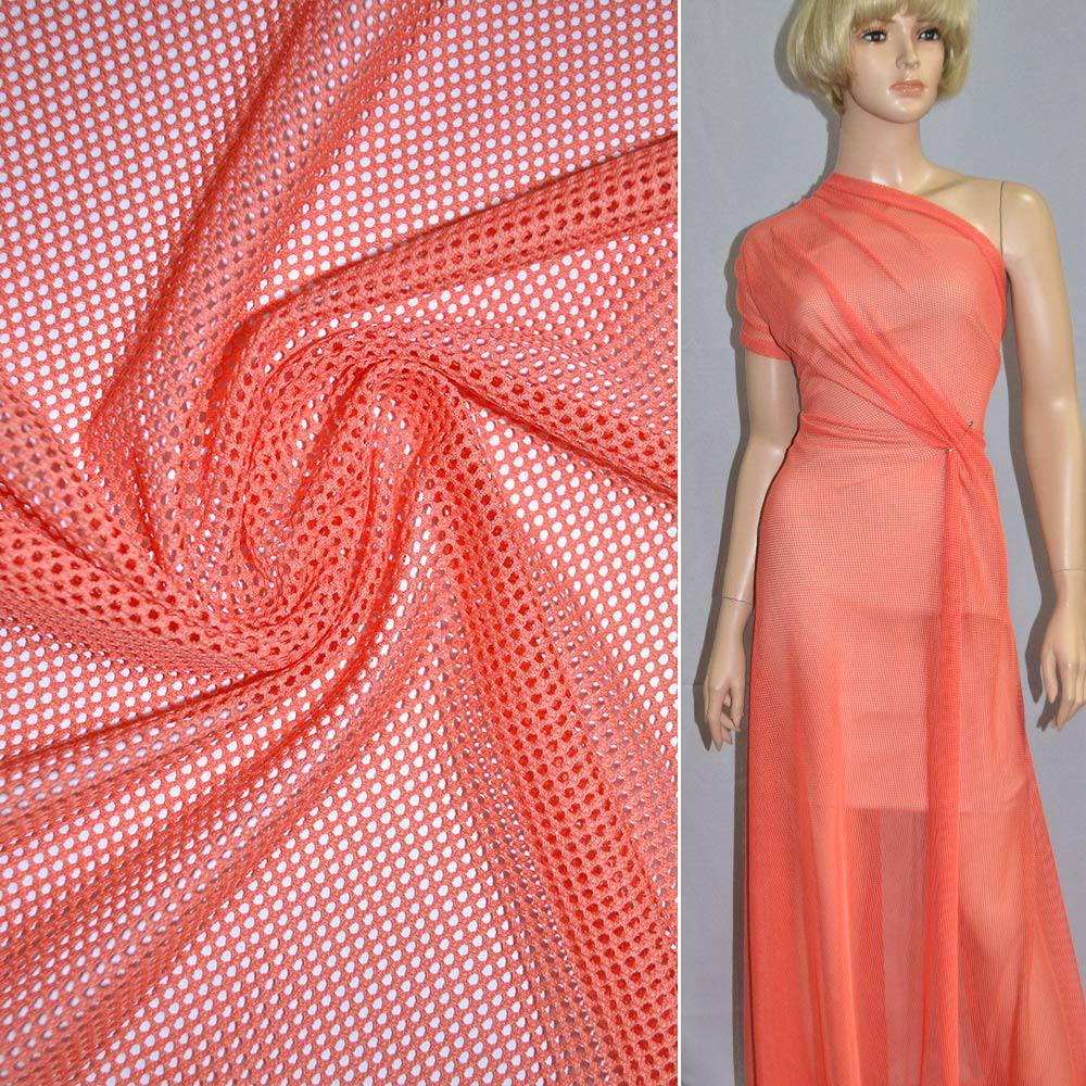 Сітка трикотажна стільники коралова ш.170