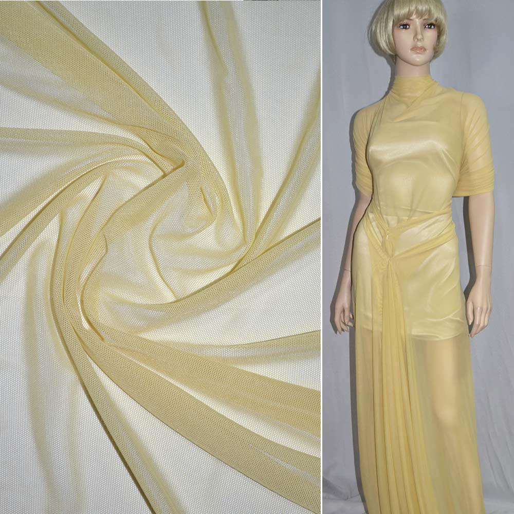 Сітка стрейчева щільна жовта світла ш.160