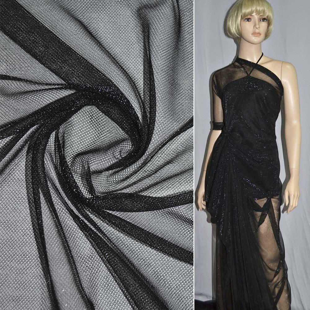 Сітка стрейч чорно-срібляста ш.150