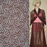 Мереживне полотно стрейч бутони квітів коричневе ш.150