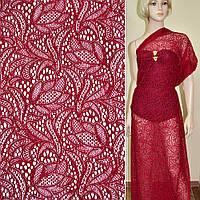 Мереживне полотно стрейч бутони квітів червоне ш.156