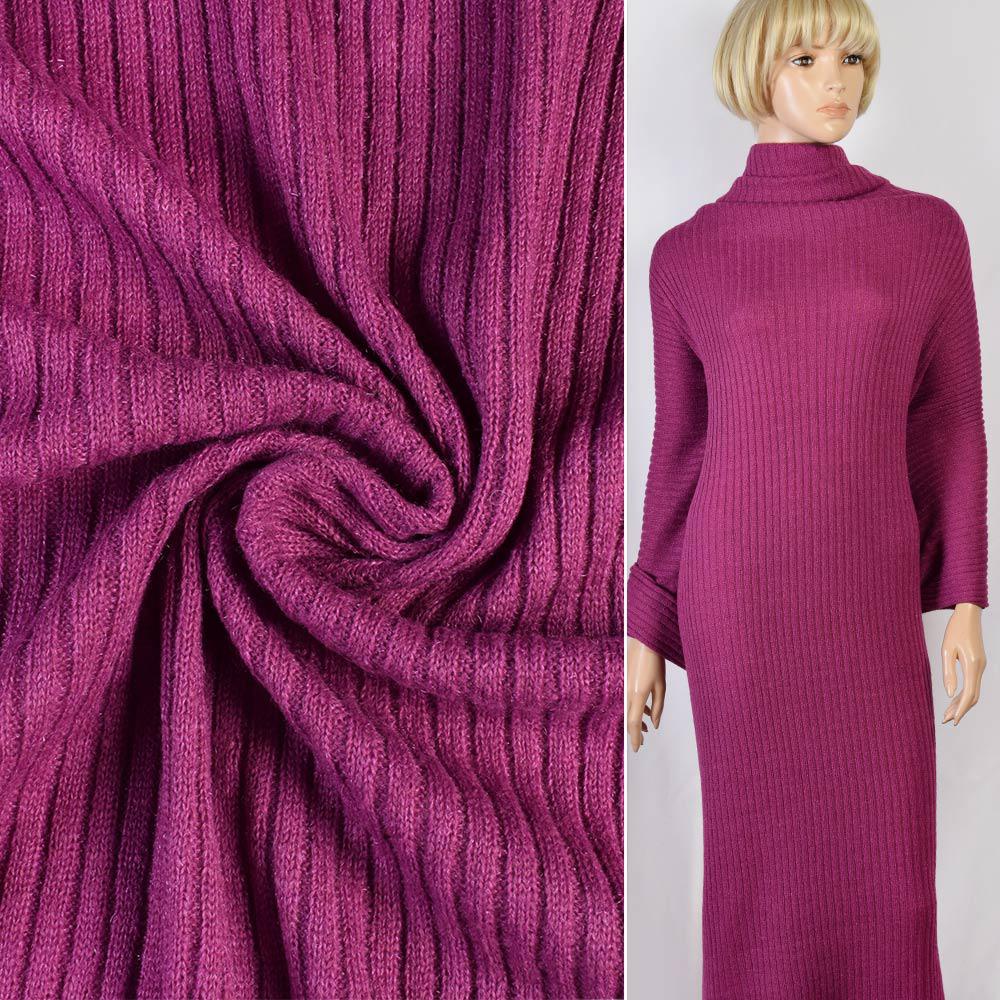 Трикотаж з шерстю в'язка резинка з переливом фуксія, ш.155