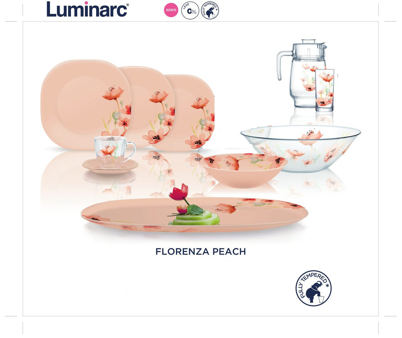 Florenza Peach Сервіз столовий 69 пр. Luminarc N6702