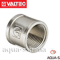 Муфта резьбовая Valtec DN 1/2" латунная НИКЕЛЬ (Италия VTr.270.N.0004