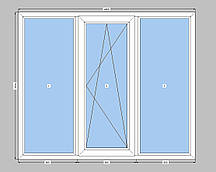 Тристулкове вікно Rehau з однокамерним склопакетом, пластикові вікна Рехау