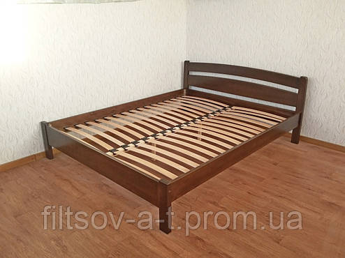 Двоспальне дерев'яне ліжко для спальні з масиву натурального дерева від виробника "Марта", фото 2