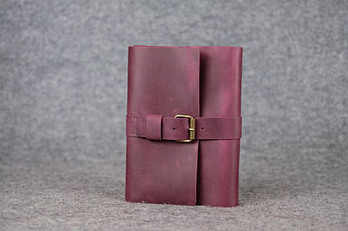 Обкладинка для блокноту А5 Дизайн №3 з натуральної шкіри колір Бордо