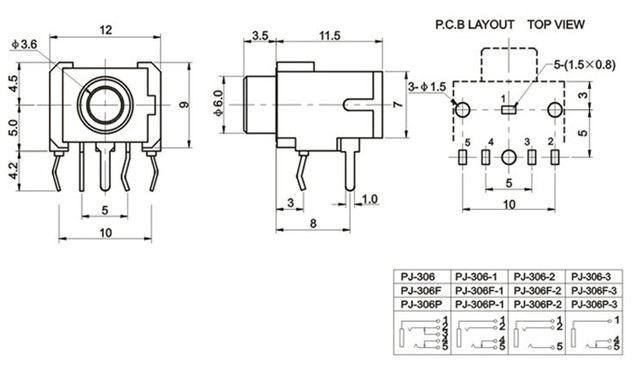 Разъем PJ-306-5P