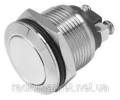 Кнопка антивандальна 19 мм без фіксації, 220V, виведення під гвинт