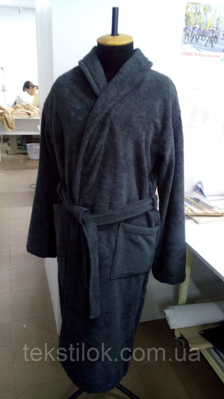 Халат махра комір шаль готель XXL сірий, фото 1