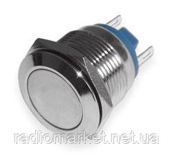 Кнопка антивандальна 19 мм без фіксації, 220V, виведення під паяння