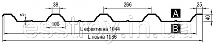 ПРОФНАСТИЛ Т-40 ПРУШИНЬСКИ Кольоровий 0,45, фото 2