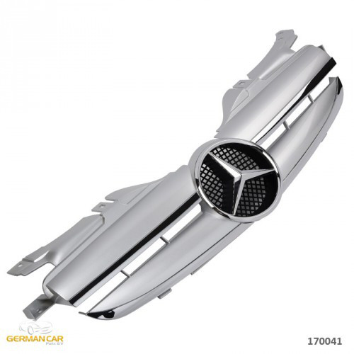 Решітка радіатора Mercedes SLK R170 стиль AMG (срібло / хром смужки)