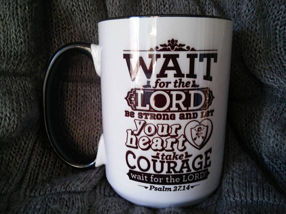 Кружка "Wait for the Lord",(з чорним вушком) 425 мл, фото 1