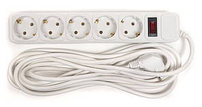 Мережевий фільтр PowerPlant 5 м, 3x1.5мм2, 10А, 5 розеток, євростандарт (JY-1056/5)