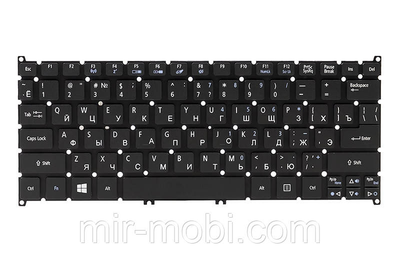 Клавiатура для ноутбука ACER Aspire S3, S5, One 756, TravelMate B1 чoрний, без фрейма