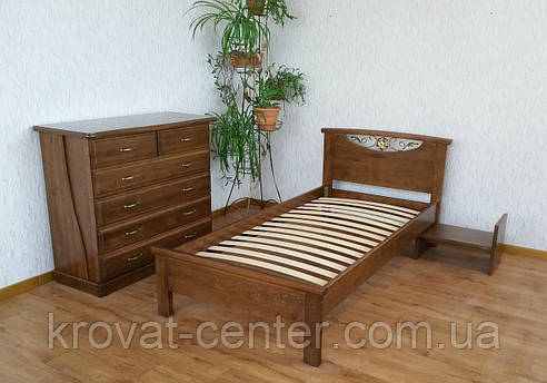 Ліжко односпальне дерев'яне з масиву натурального дерева "Фантазія" від виробника, фото 2