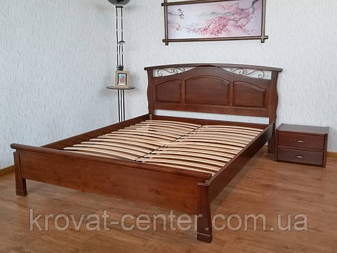 Двоспальне дерев'яне ліжко "Марго" з масиву натурального дерева від виробника (колір на вибір), фото 2