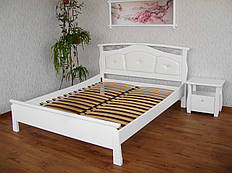 Спальний гарнітур білий із масиву натурального дерева "Міледі" (двіспальне ліжко, 2 тумбочки)
