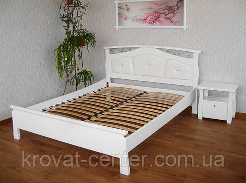 Спальный гарнитур белый из массива натурального дерева "Миледи" (двуспальная кровать, 2 тумбочки), фото 2