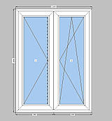 Штульпове вікно Rehau, двоскамерний пакет, пластикове вікно Рехау
