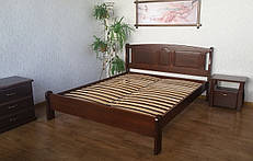 Двоспальне дерев'яне ліжко з масиву натурального дерева "Афіна" від виробника