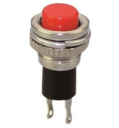 Кнопка кругла без фіксації 250V, міні, червона, (OFF-ON), фото 2