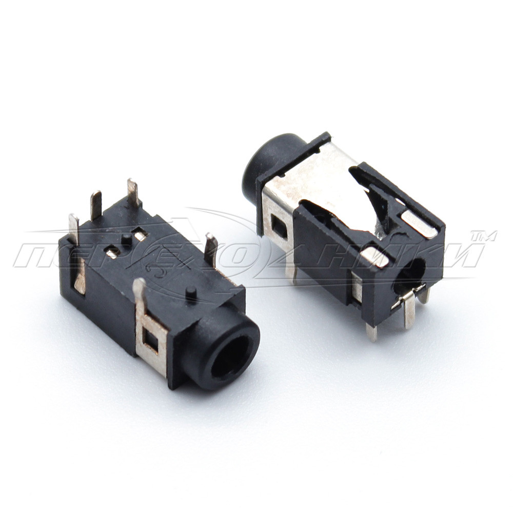 Роз'єм PJ-322-5P гніздо 3.5 мм 4 pin, монтажне на плату (пластик)