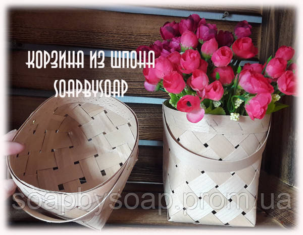 Кошик шпоновий з декором, 13х8,5см