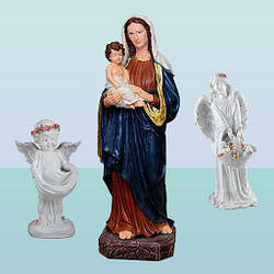 Садові фігури Божа Матір з Ісусом немовлям і ангелами 1