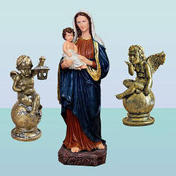 Садові фігури Божа Матір з Ісусом немовлям і ангелами 2