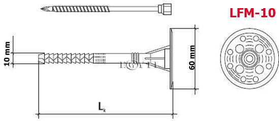 Дюбеля фасадные для минваты Wkret-met LFM с металлическим гвоздем и удлиненным распором. - фото 3 - id-p19327023