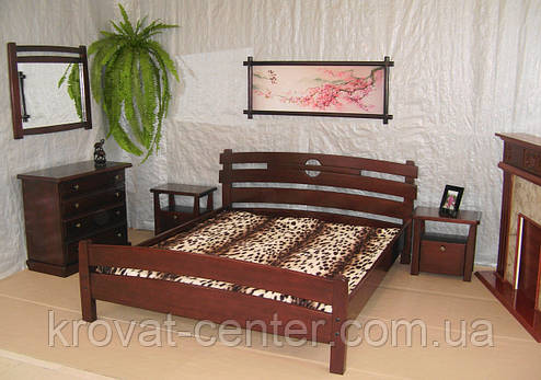Спальний гарнітур із масиву натурального дерева "Токіо" (двоспальне ліжко, 2 тумбочки), фото 2