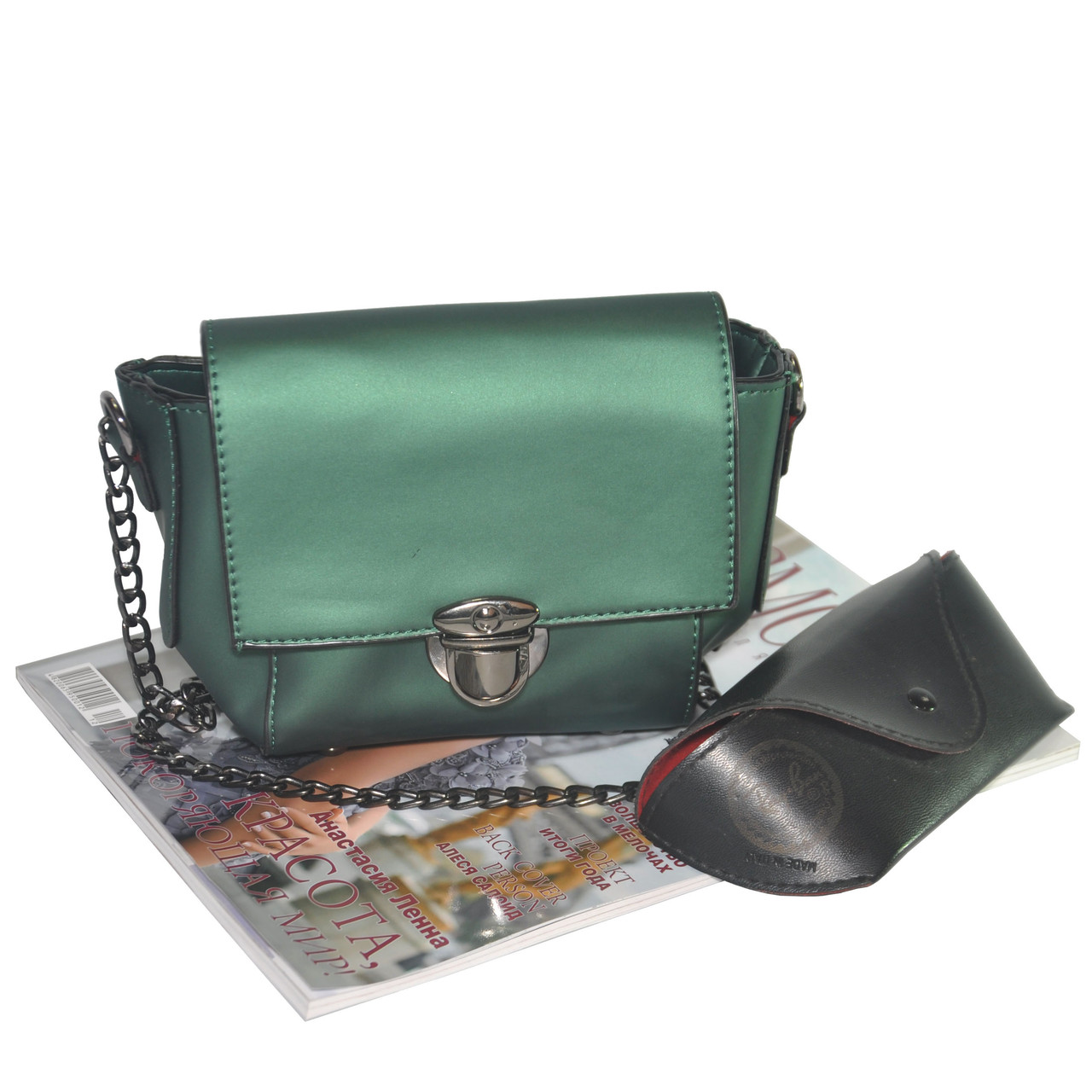 Жіночий каркасний клатч 01546298387967green зелений, фото 1