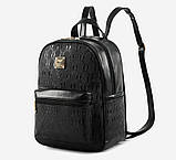 Набір жіночий - рюкзак, сумочка, косметичка, візитниця, брелок ведмедик (чорний), фото 3