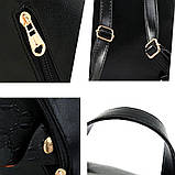 Набір жіночий - рюкзак, сумочка, косметичка, візитниця, брелок ведмедик (чорний), фото 7