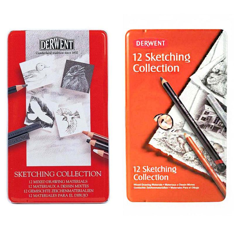 Набір для графіки Derwent Sketching Collection 12шт (6 брусков + 6 олівц.) в метал. кор. D-34305, фото 1